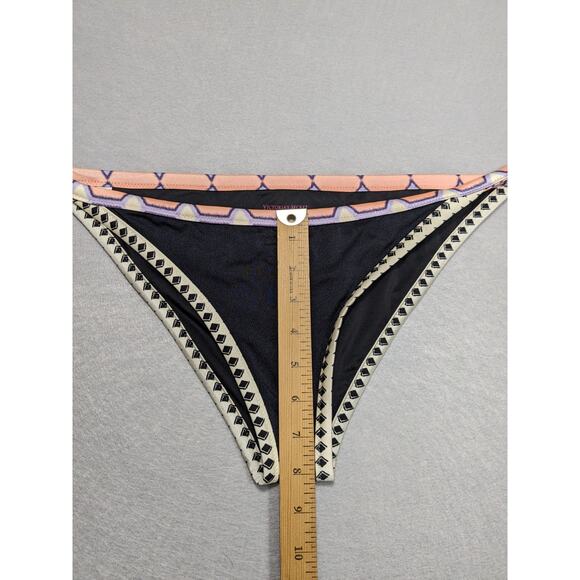 Victoria's Secret Bikini Bottoms Women's Large Black pink Boho y2k EUC - Picture 3 of 6